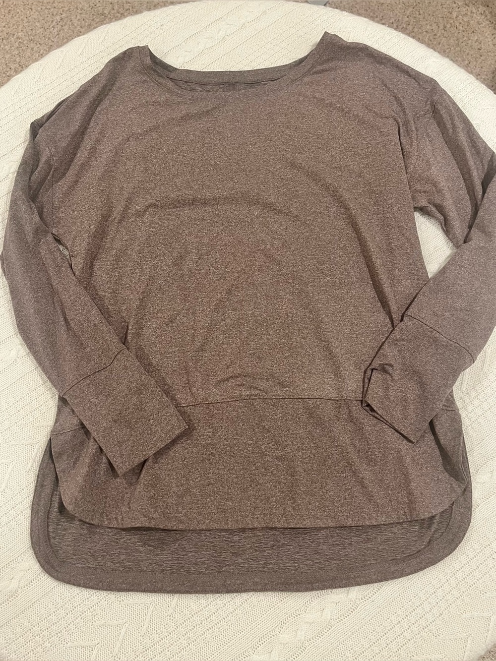Apana Heathered Brown Long Sleeve Active Top - Size M